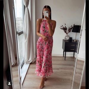 Zara Pleated Floral Print Dress